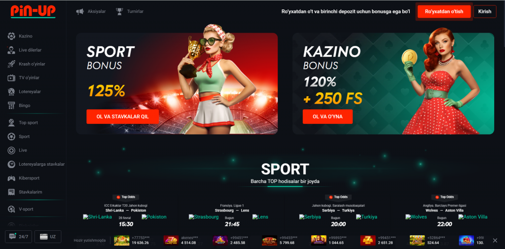 Pin Up Casino rasmiy sayti — O'zbekiston uchun asosiy sahifa, kirish va o'yinlar bo'limlari